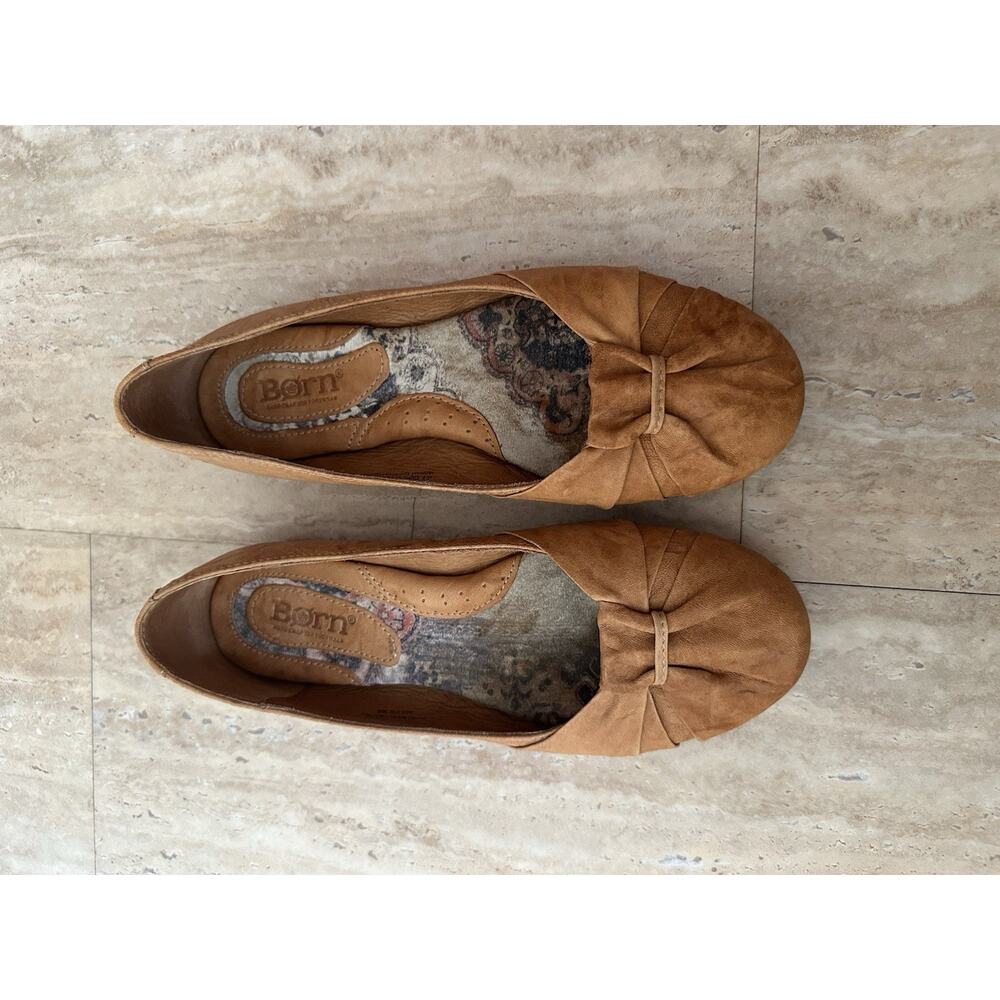 BORN Pleated Leather Comfort Shoes Casual Ballet Flats US Size 7
